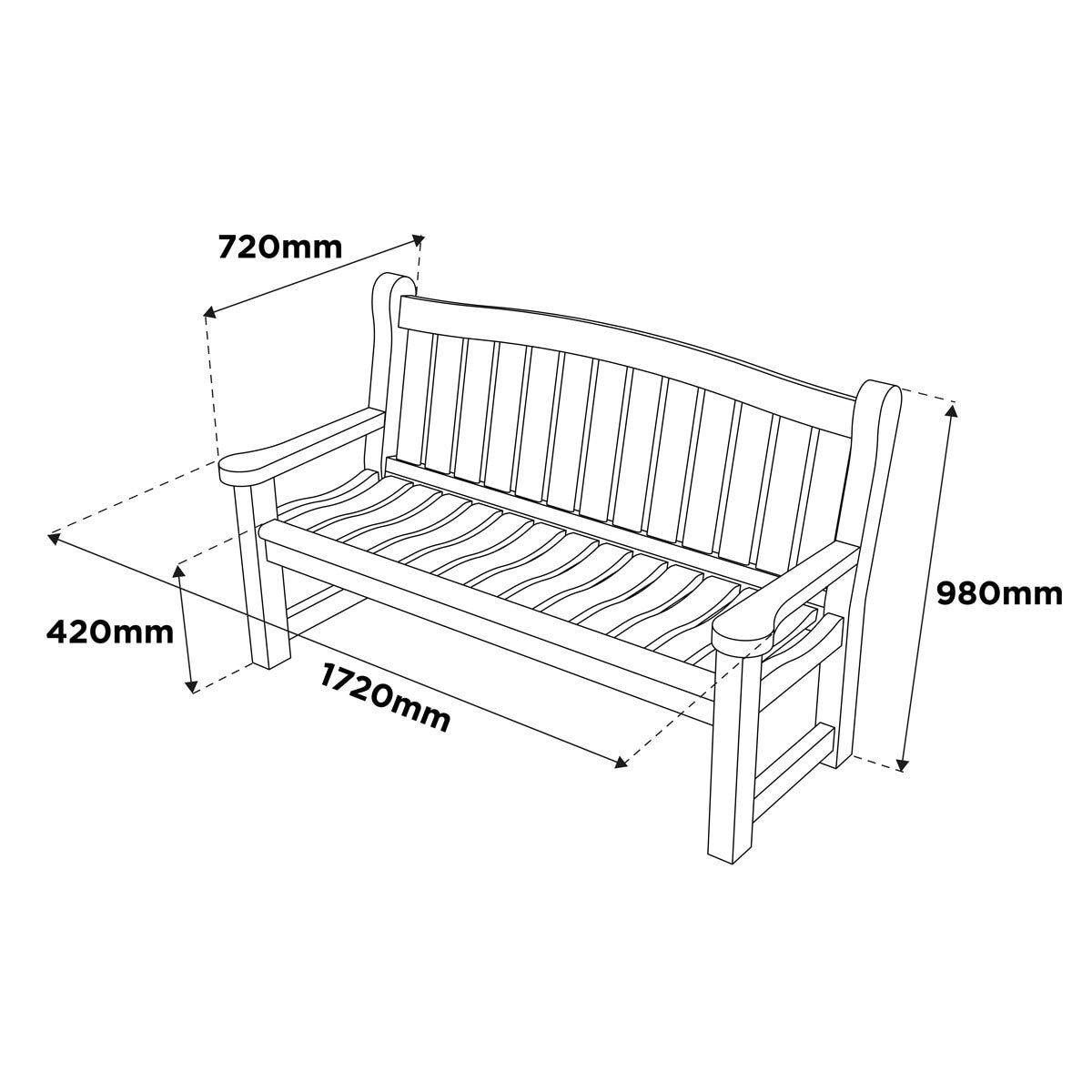 Anchor Fast 3 Seater Pine Wood Bench