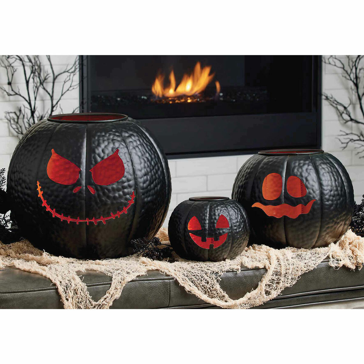 Metal Pumpkin lantern 3 pieces