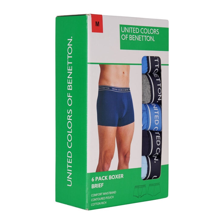 United Colors of Benetton Men's Boxer 6 Pack in Blue