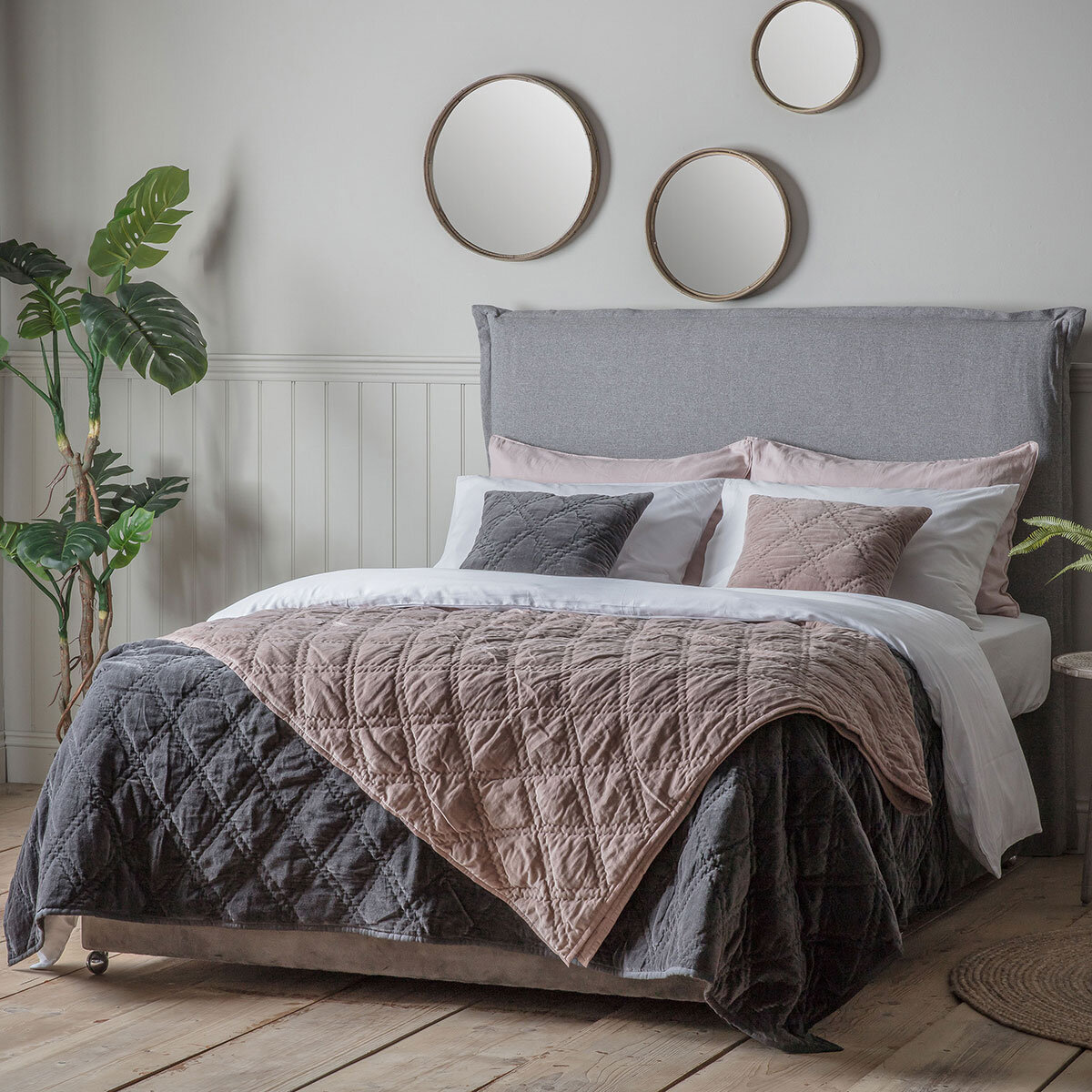 Gallery Quilted Cotton Velvet Bedspread in Charcoal