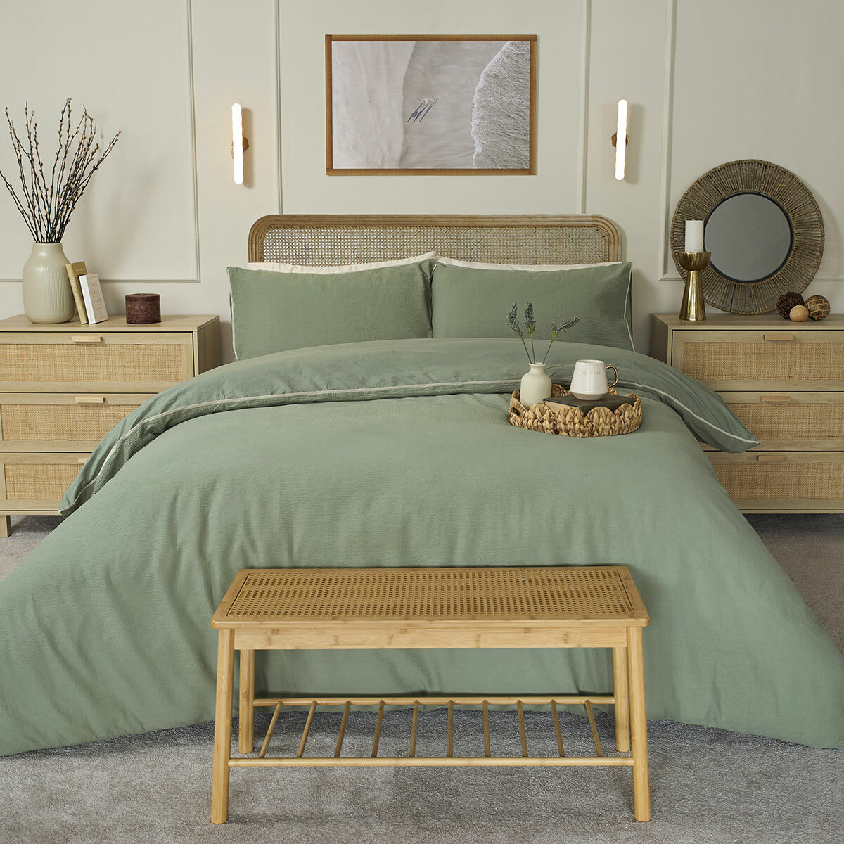 Belledorm Avantika Sage Cotton Bedding Set in 4 Sizes