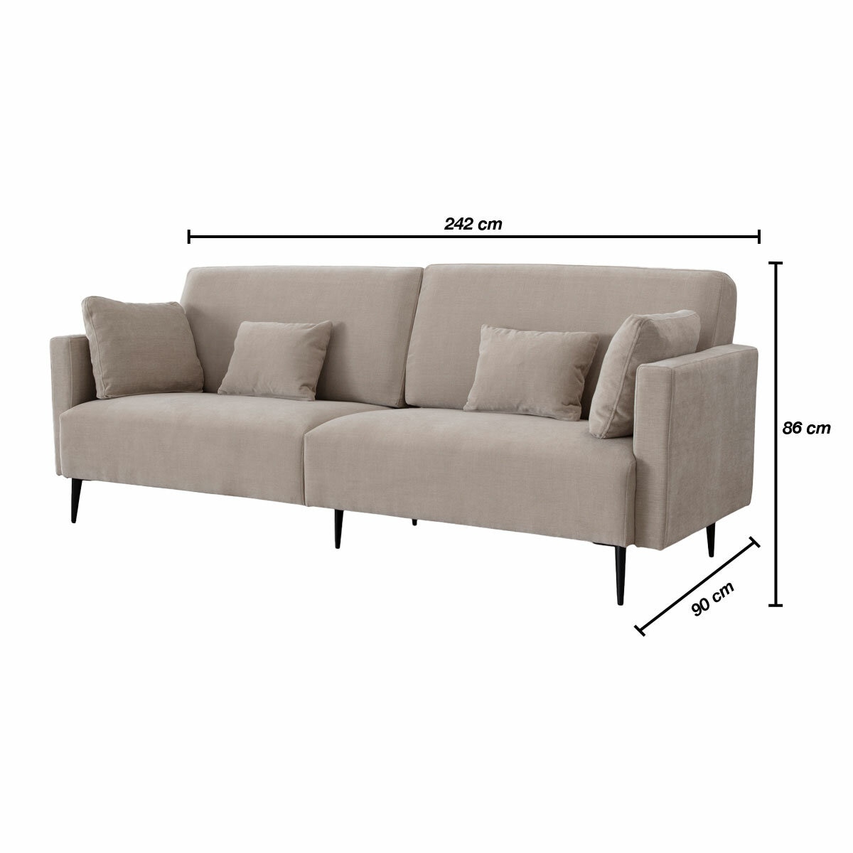 Monroe Beige Fabric 4 Seater Sofa