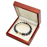 Black Pearl & Gold Bead Bracelet, 18ct Yellow Gold in box