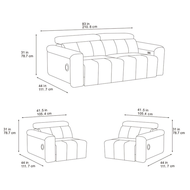 Dallas Grey Leather Power Sliding 3 Seater Sofa