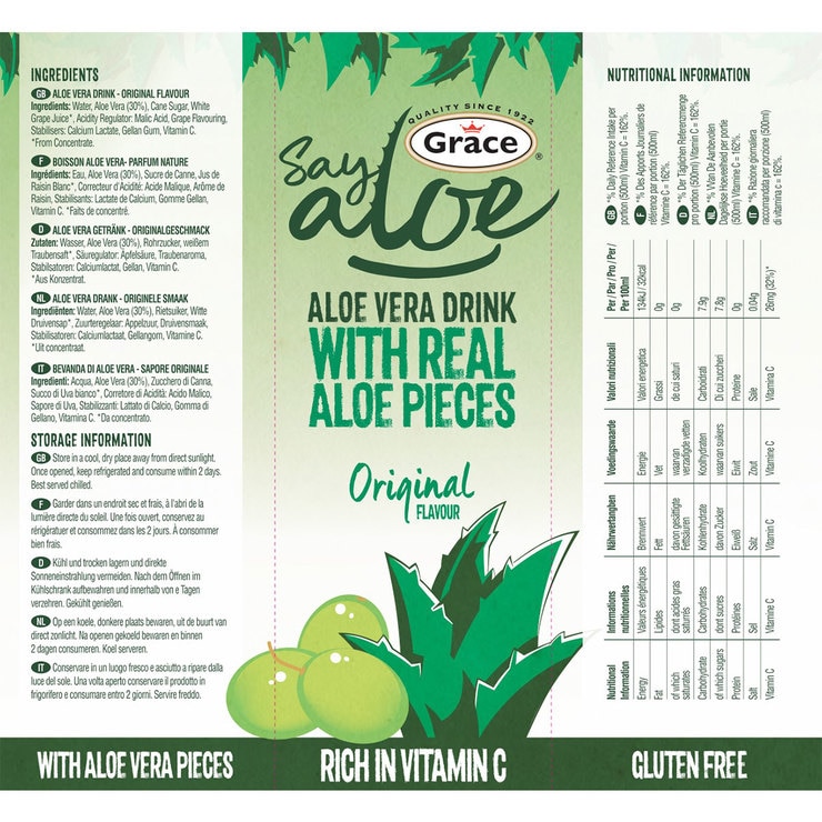 Grace Aloe Vera Drink, 12 x 500ml