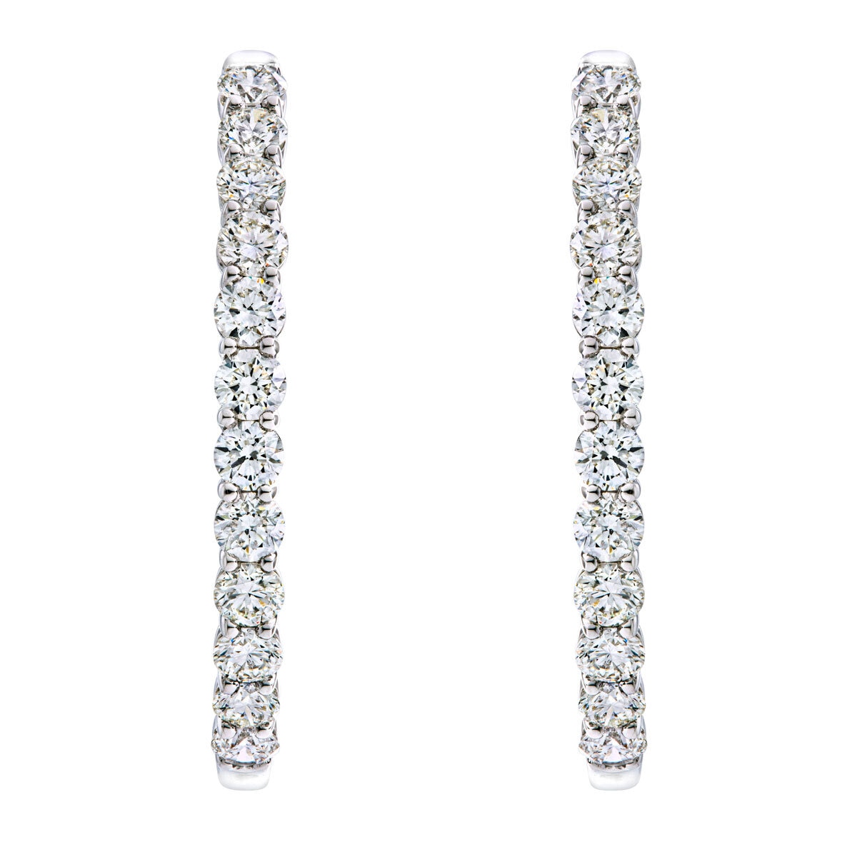 4.95ctw Round Brilliant Cut Diamond Inside Out Hoop Earrings, 14ct White Gold