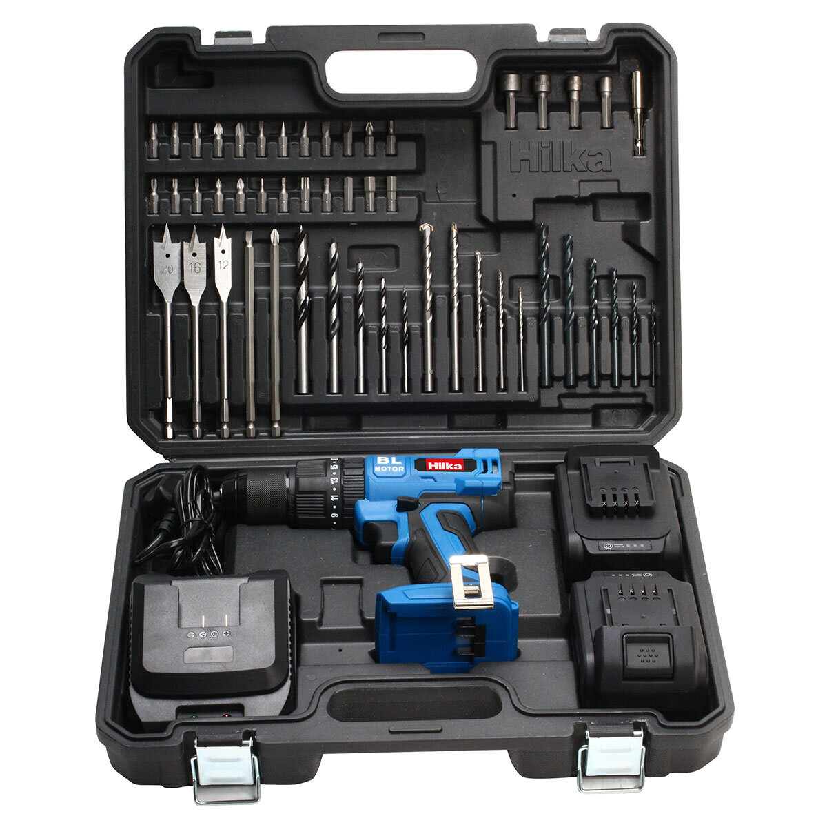 Hilka 18v Brushless Combi Drill Package with Two 4.0Ah Ba