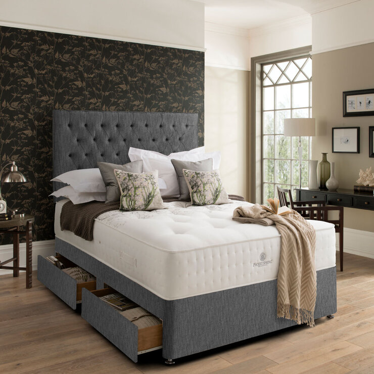 Pocket Spring Bed Company Pemberley Mattress & Light Grey Divan with 4 Drawers Pocket Spring Bed Company Pemberley Mattress & Light Grey Divan with 4 Drawers