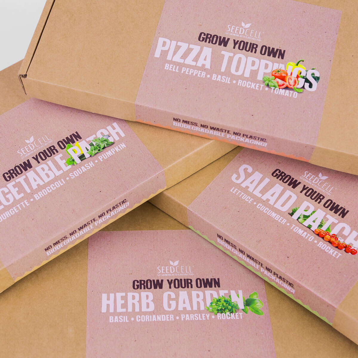 Seedcell Grow your Own Vegetable and Salad Patch, Herb Garden and Pizza Toppings