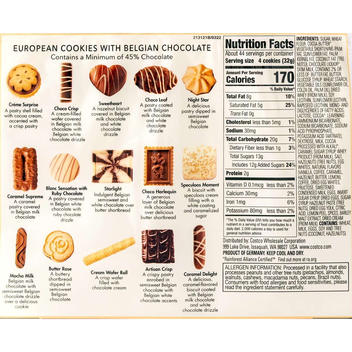 Kirkland Signature European Cookies with Belgian Chocolate, 1.4kg