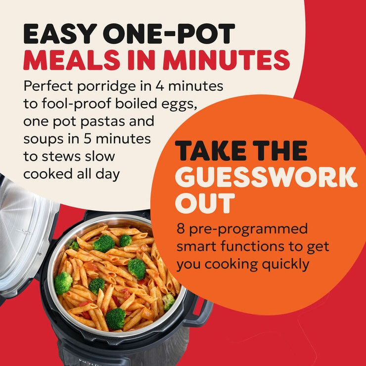 Lifestyle Image of Instant Pot Duo Easy Multi-Cooker showing easy on pot meals in minutes
