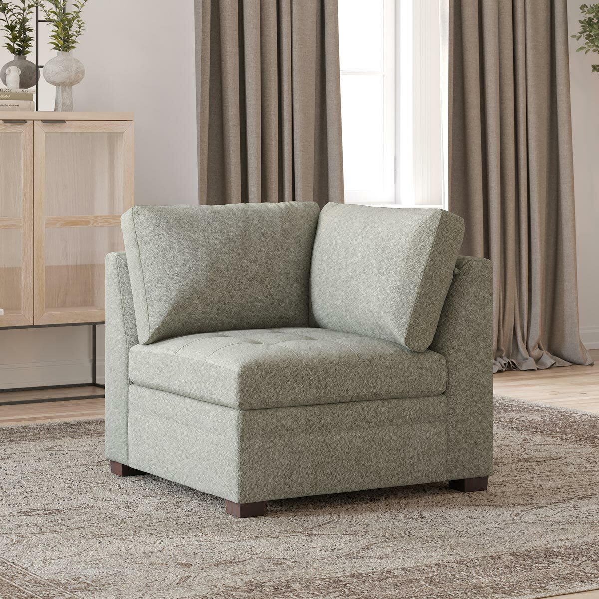 Thomasville Tisdale Beige Fabric Corner Chair Thomasville Tisdale Beige Fabric Corner Chair