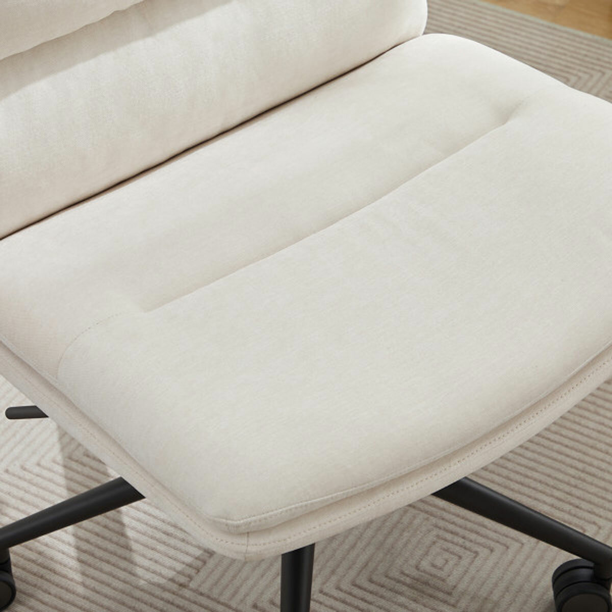 Elle Decor Gracie Criss-Cross Wide Office Chair, Cream