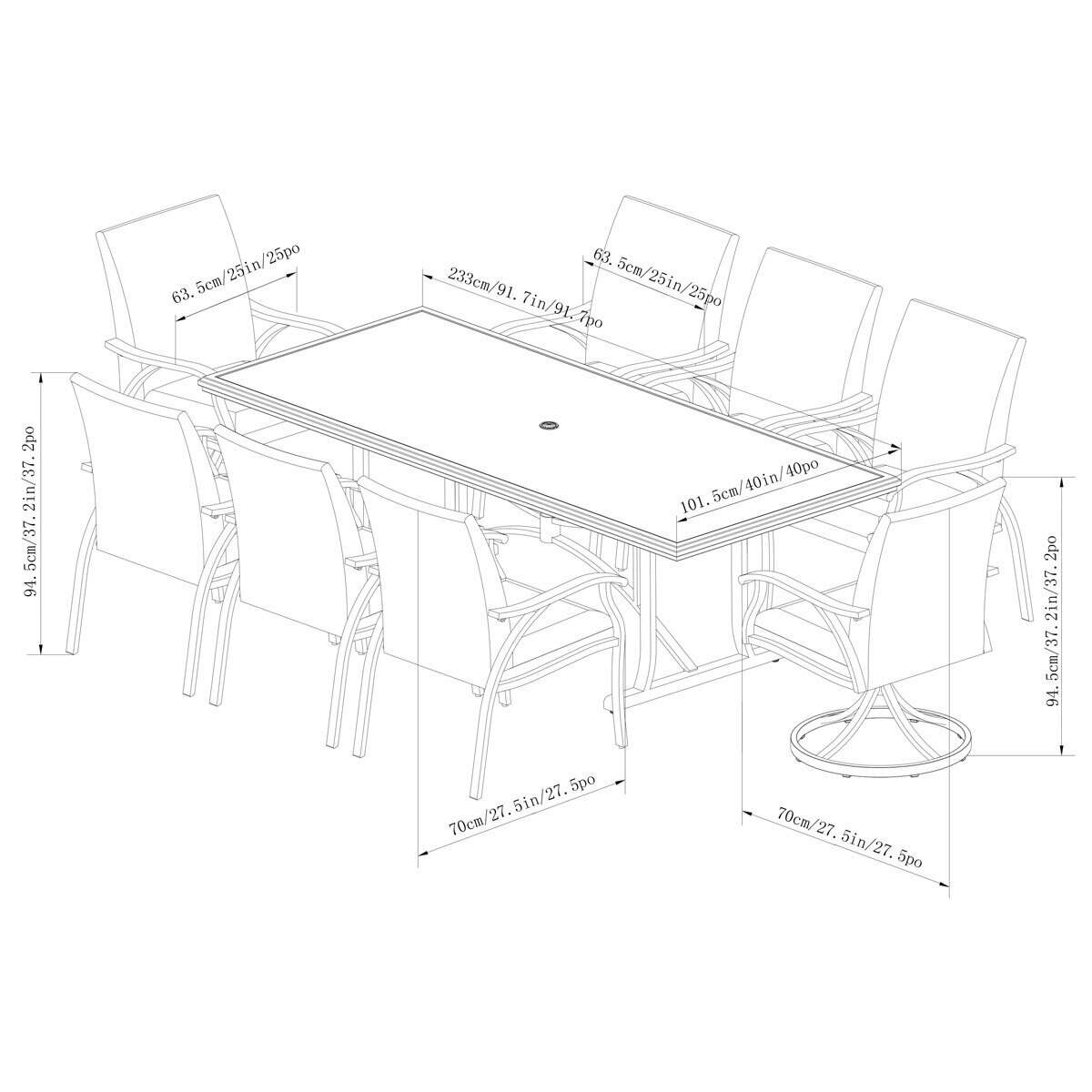 SunVilla Indigo 9 Piece Woven Dining Patio Set + Cover Costco UK