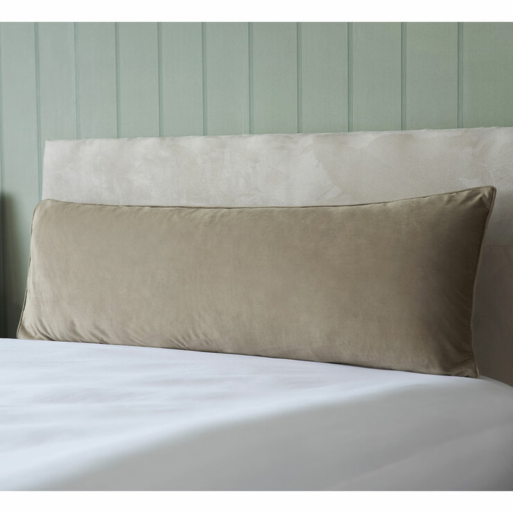 Belledorm Taupe Velvet Long Bolster Cushion, 43 x 120 cm