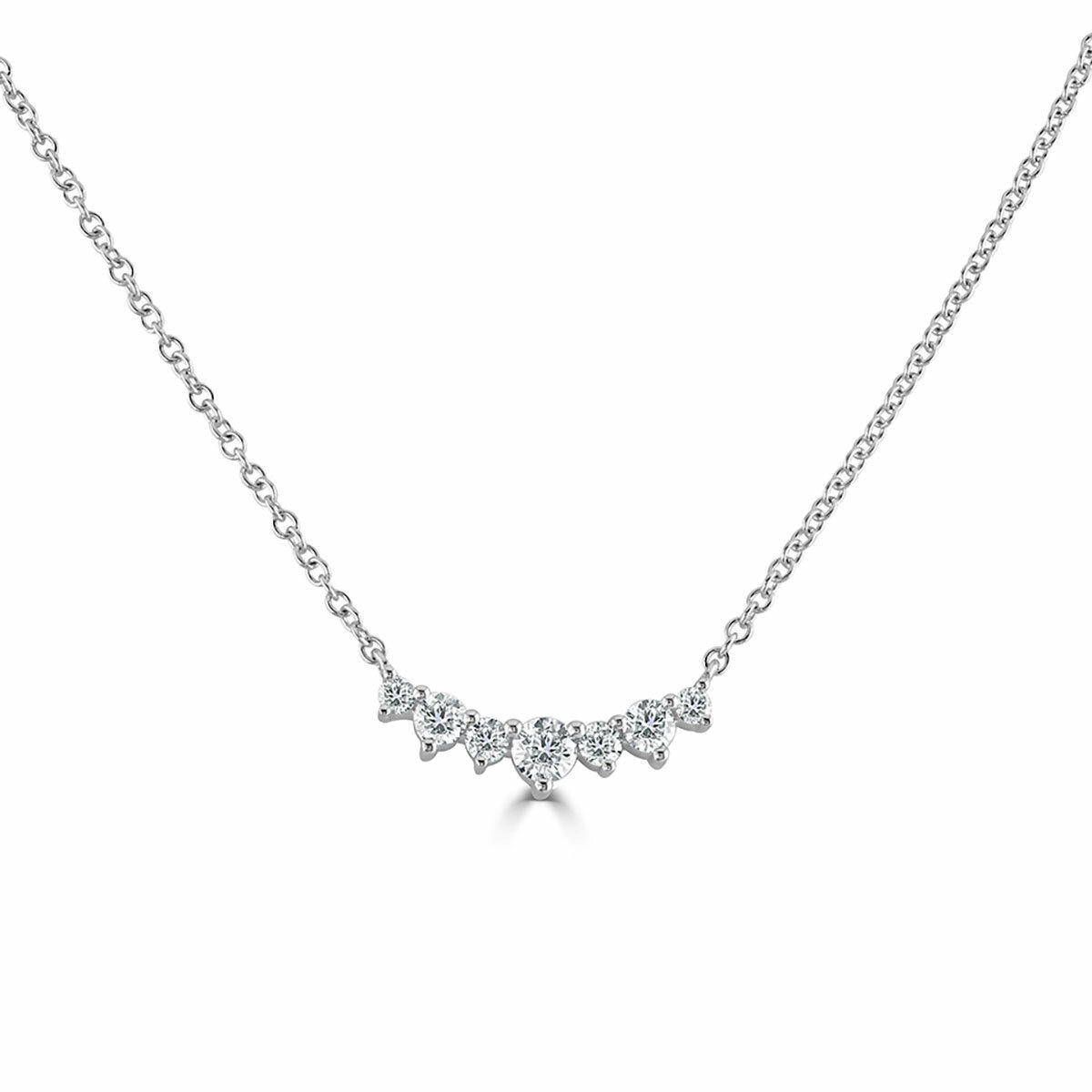 0.36ctw Round Brilliant Cut Diamond 7 Stone Necklace, 18ct White Gold