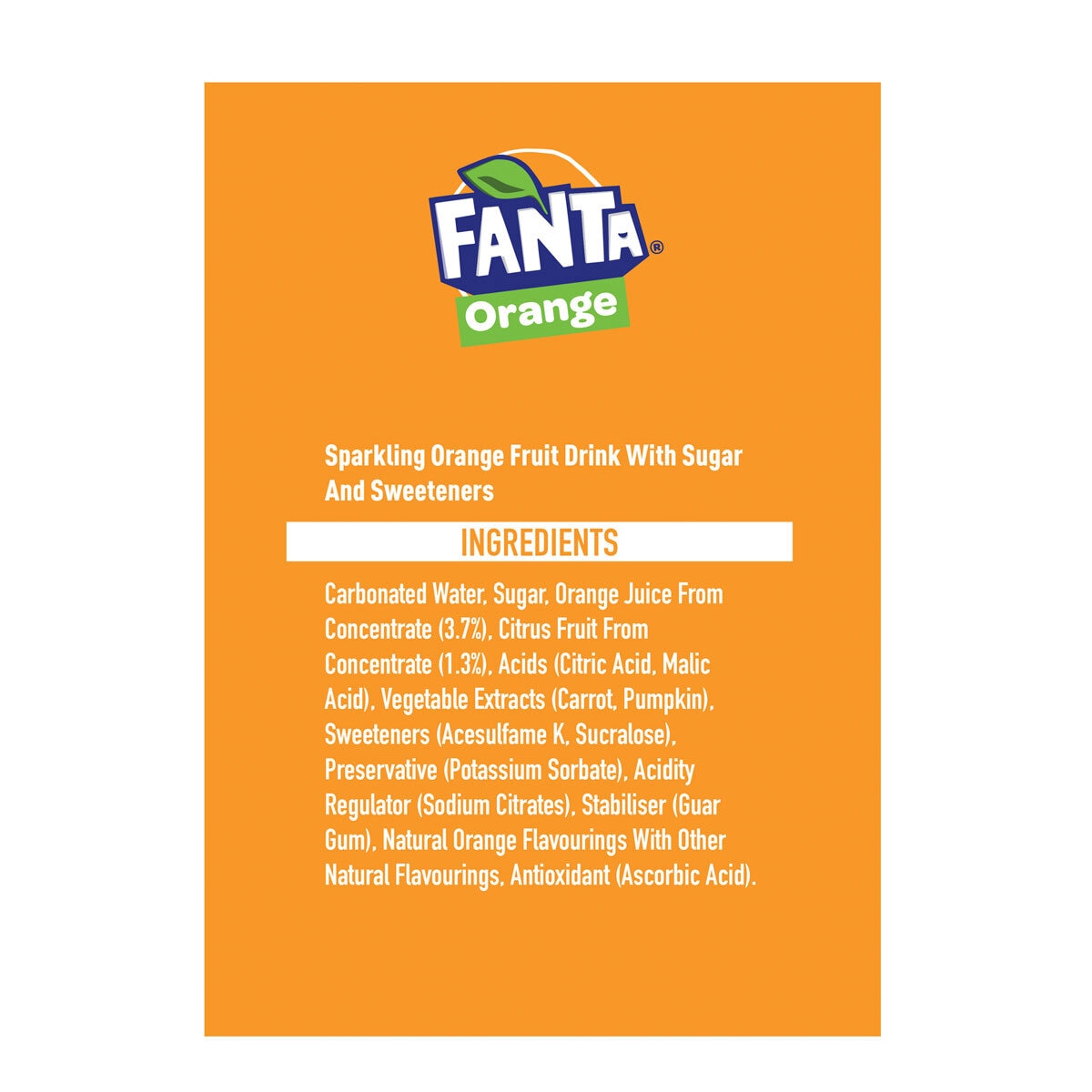 Ingredient information on orange background