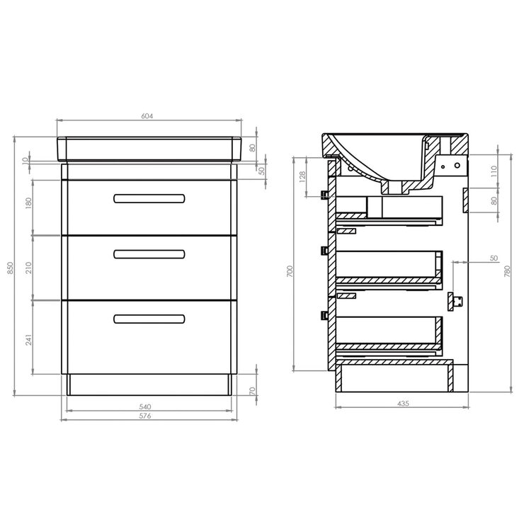 Tavistock Curve 3 Drawer vanity unit with basin in 2 colours at costco.co.uk