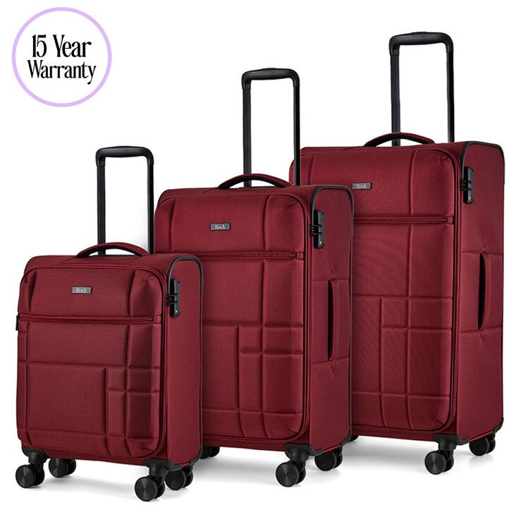 Rock Tokyo Softshell Suitcase 3pc set in Wine Red Rock Tokyo Softshell Suitcase 3pc set in Wine Red
