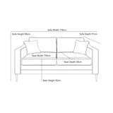 Aspen Velvet Large 2 Seater Sofa, Grey