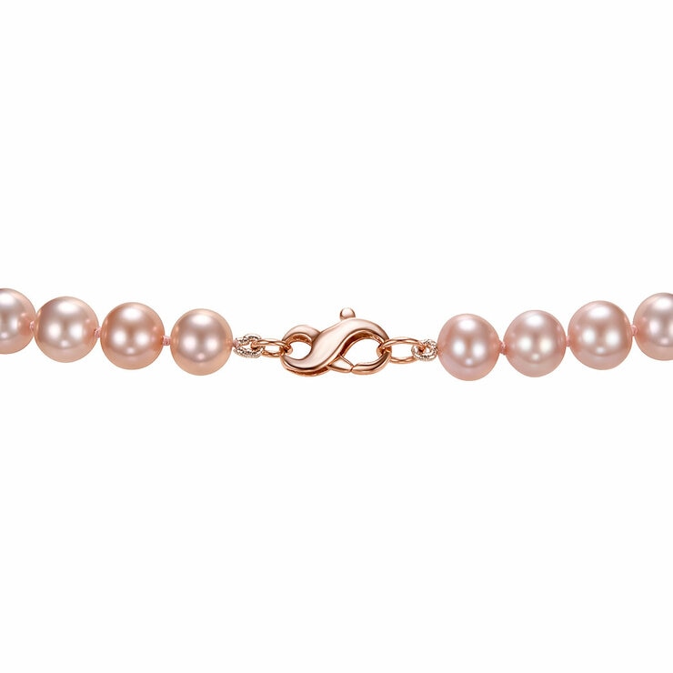 8-8.5mm Cultured Freshwater Pink Pearl Necklace, 18ct Rose Gold