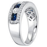 Round Cut Blue Sapphire & 0.71ctw Round Brilliant Cut Diamond Ring, 18ct White Gold