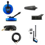 Composite image of accessories for pressure washer on white background