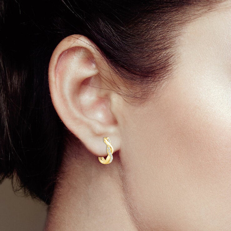 0.20ctw Round Brilliant Cut Diamond Infinity Hoop Earrings, 14ct Yellow Gold 0.20ctw Round Brilliant Cut Diamond Infinity Hoop Earrings, 14ct Yellow Gold