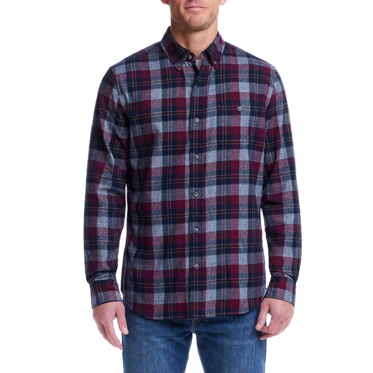 Weatherproof Vintage Men's Long Sleeve Flannel Shirt in Rhubarb