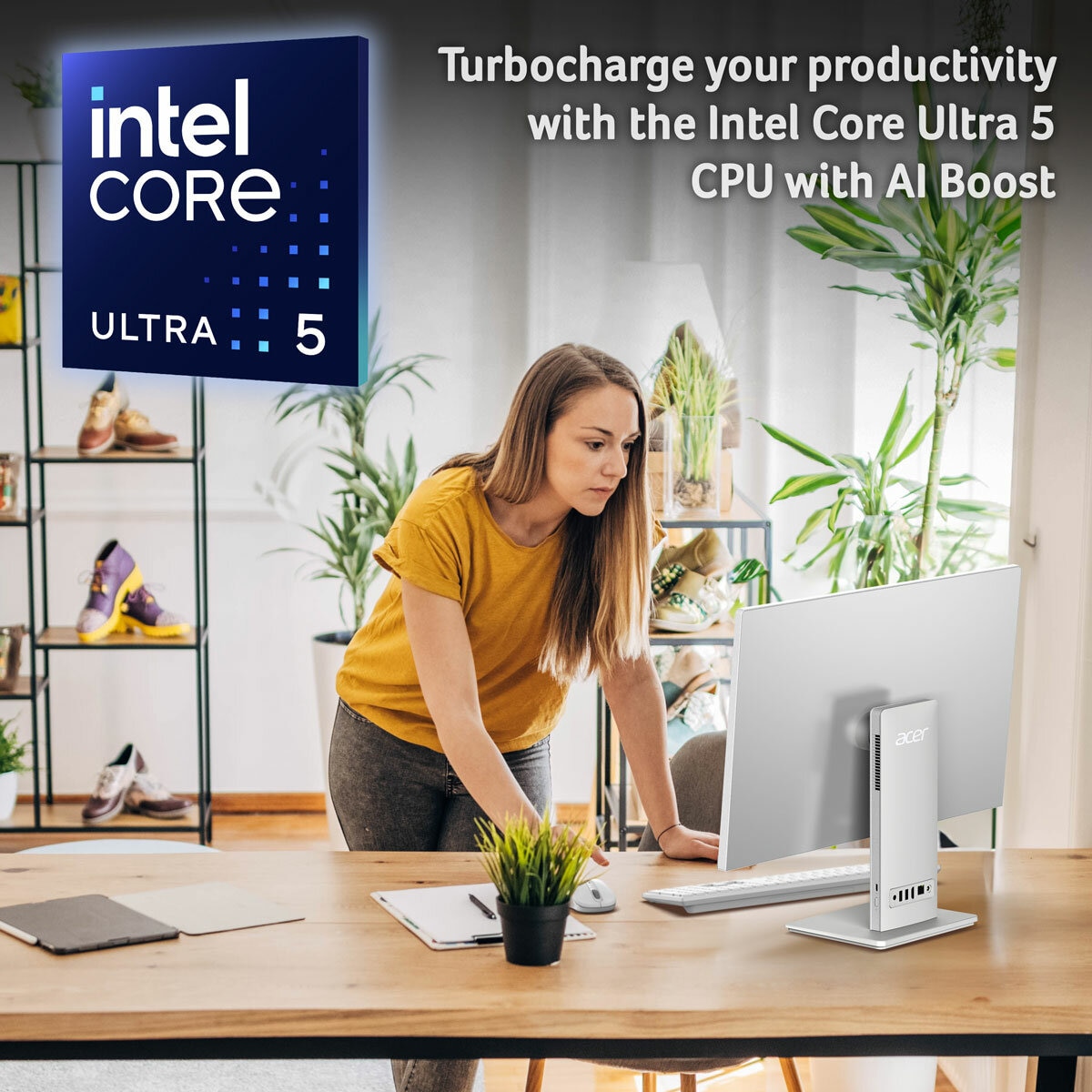 Acer S24-B, Intel Core Ultra 5, 16GB RAM,512GBSSD, 24 Inch All in One Desktop PC, DQ.BSBEK.001