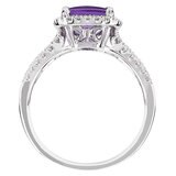 Amethyst and Diamond 14kt White Gold Ring