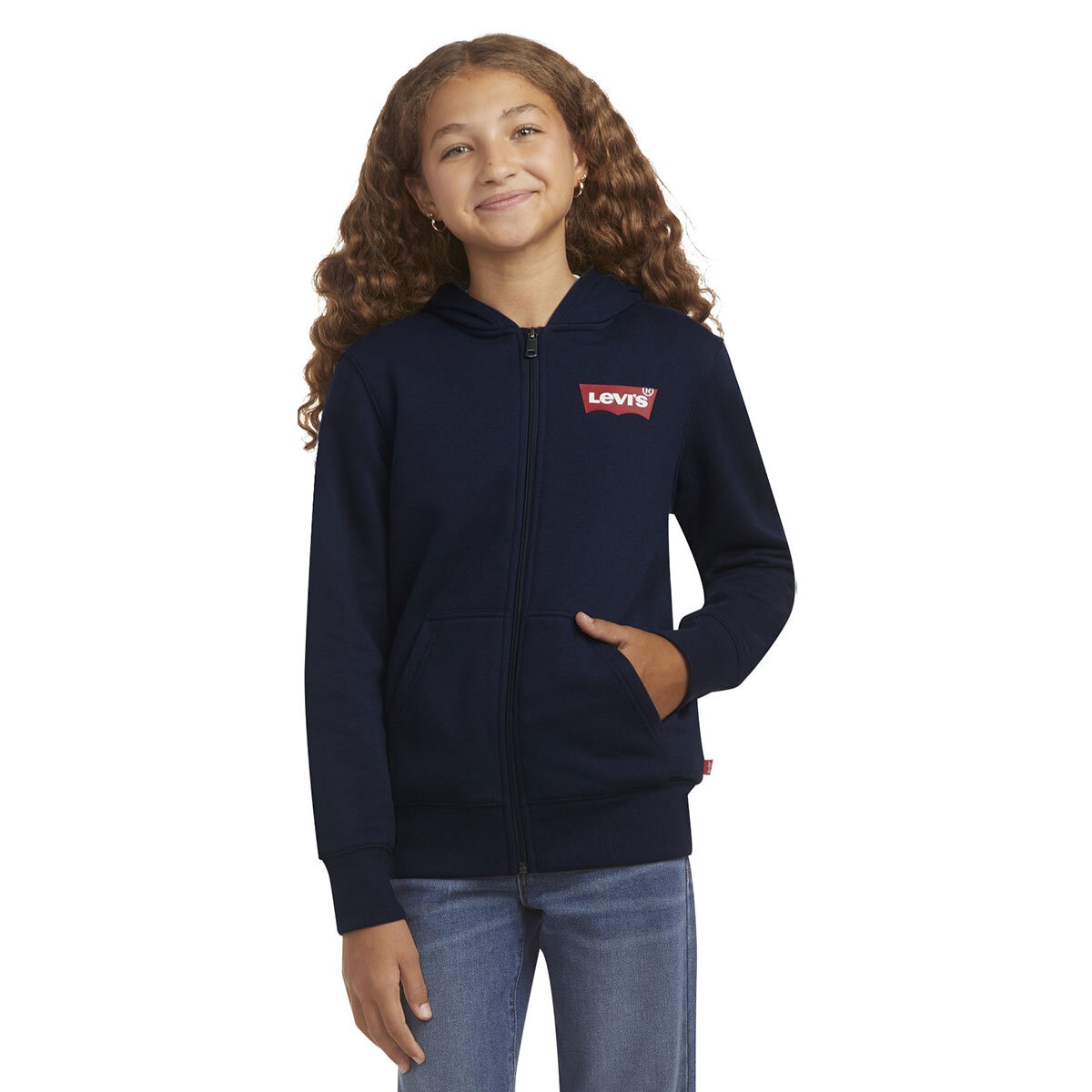 Levi Youth Zip Up Hoodie in Navy