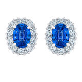 Blue Sapphire and 0.74ctw Diamond Earrings, 14k White Gold