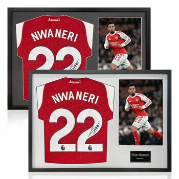 Ethan Nwaneri Signed Framed Arsenal Football Shirt including 1 Photo in 2 Options: White or Black