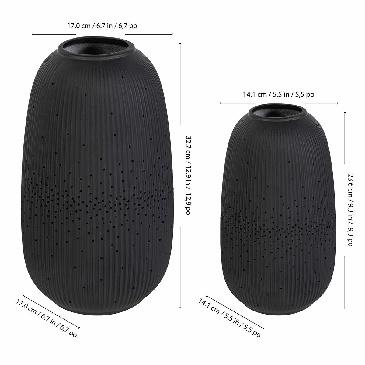 Evergreen LED Porcelain Lantern, 2 Piece Set in Black Evergreen LED Porcelain Lantern, 2 Piece Set in Black
