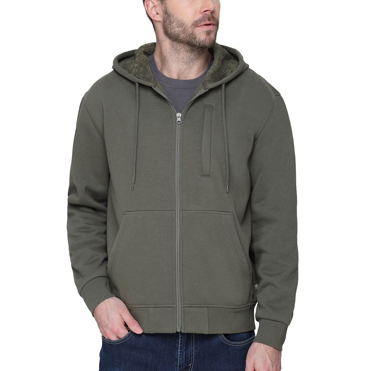 BC Clothing Fleece Lined Hoody in Olive | Costco UK