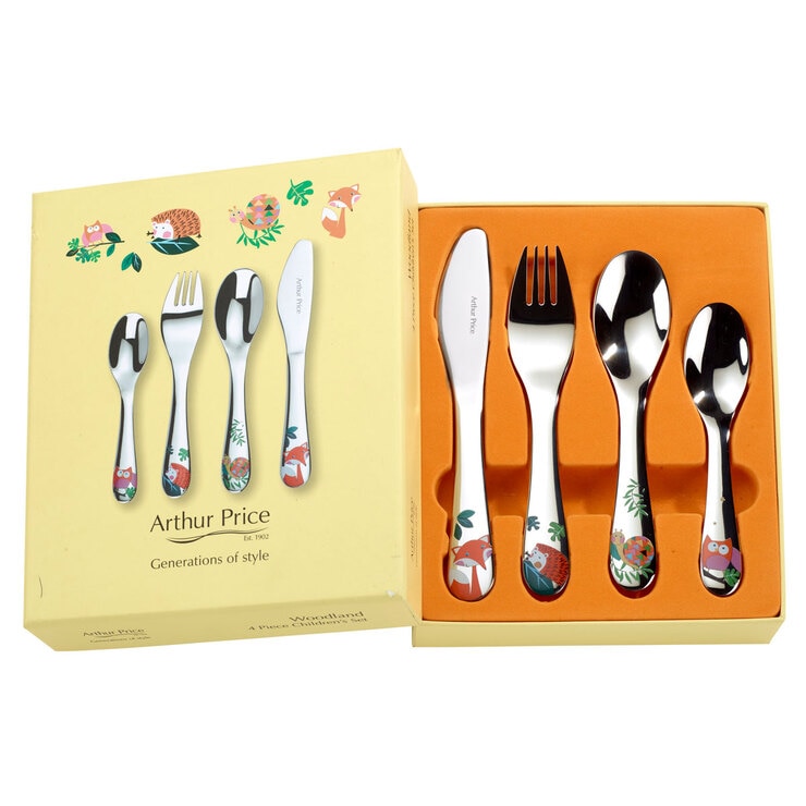 Arthur Price Woodland Children's Stainless Steel 4 Piece Cutlery Set