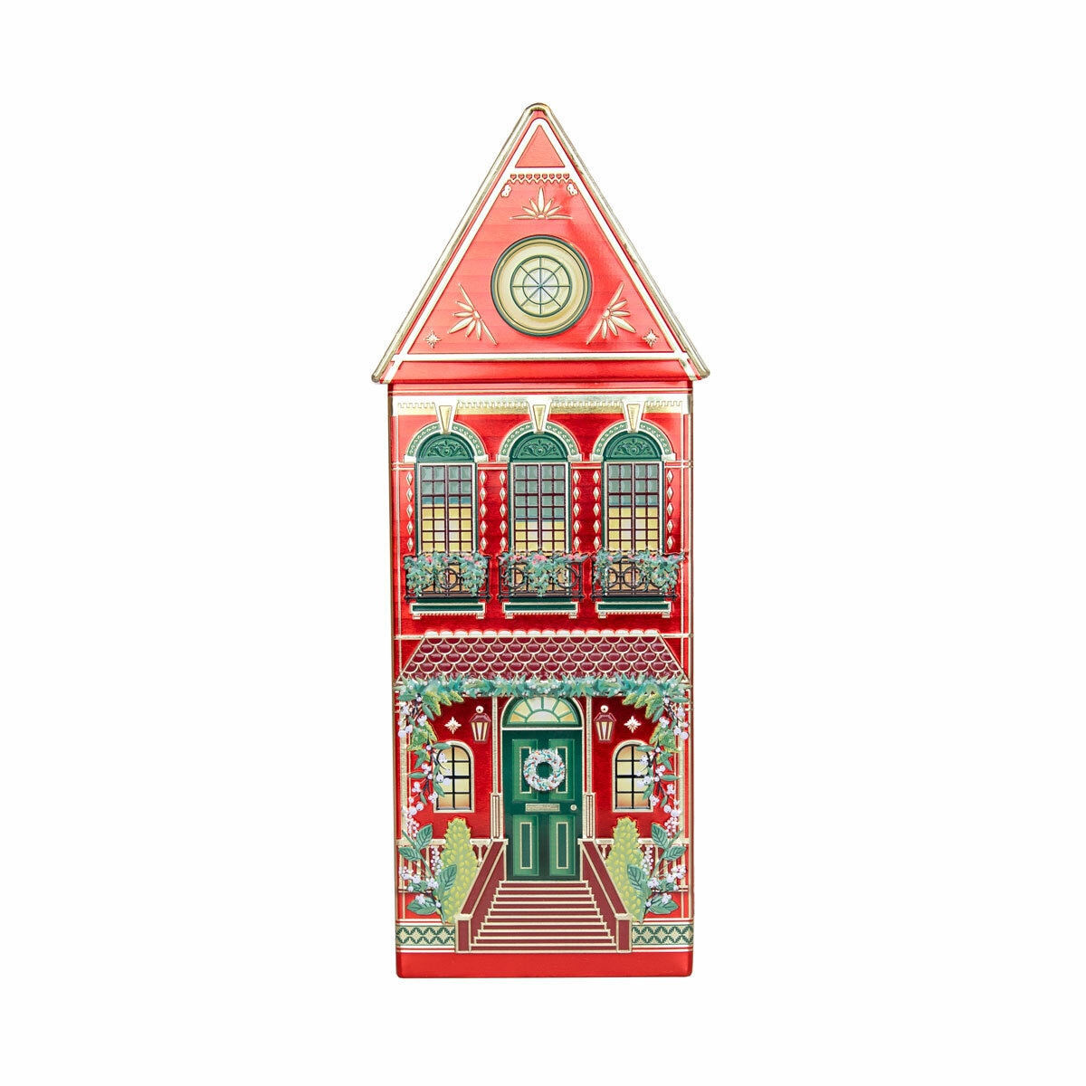 The Silver Crane Co Winter Festive Houses Speculoos Cookies, 345g in Red