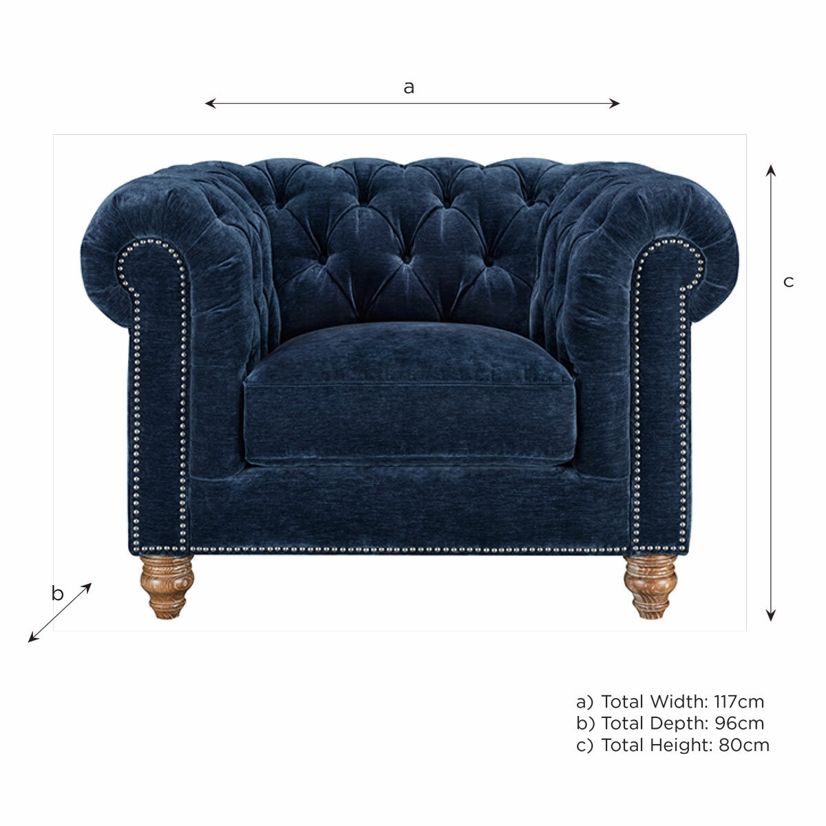 Allington Armchair with Dimensions