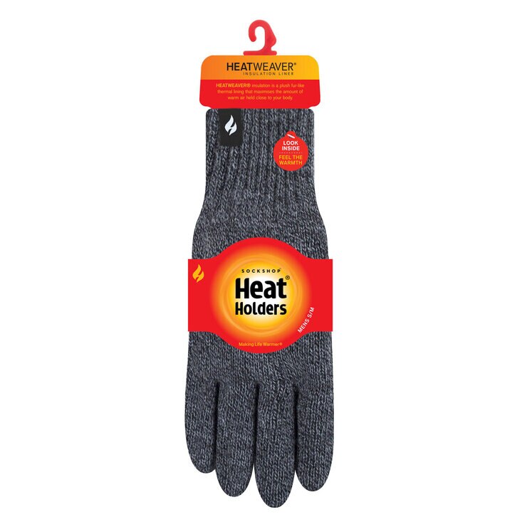 Heat Holders Men's Original Thermal Gloves 2 Pack in Grey, Small/Medium
