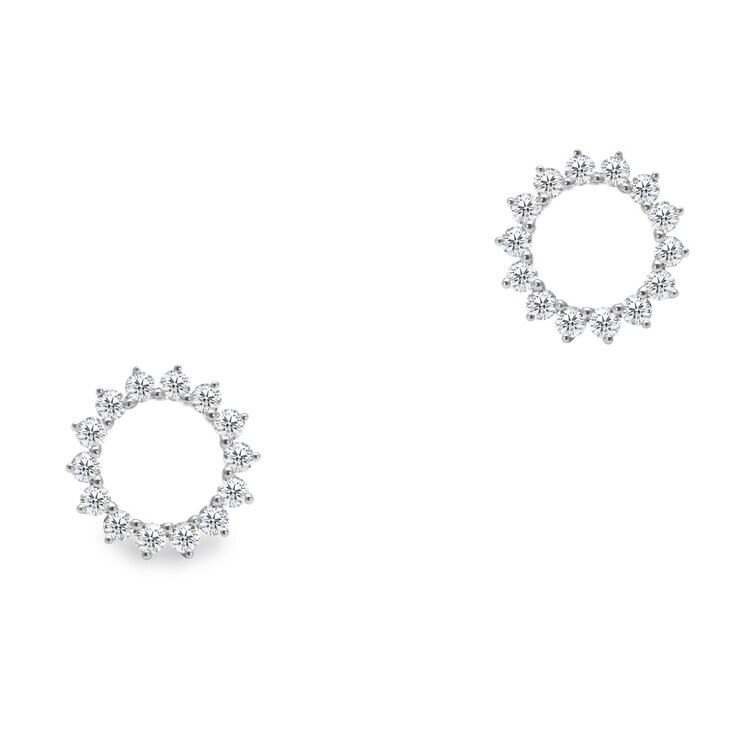 0.39ctw Round Brilliant Cut Diamond Circle Stud Earrings, 18ct White Gold