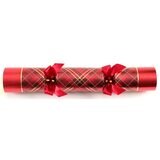 Tom Smith 14 Inch (36 cm) Deluxe Christmas Crackers 8 Pack With Silver Plated Party Favours in Red and Green Tartan