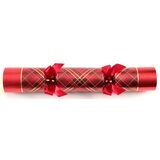 Tom Smith 14 Inch (36 cm) Deluxe Christmas Crackers 8 Pack With Silver Plated Party Favours in Red and Green Tartan