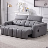Dallas Grey Leather Power Sliding 3 Seater Sofa