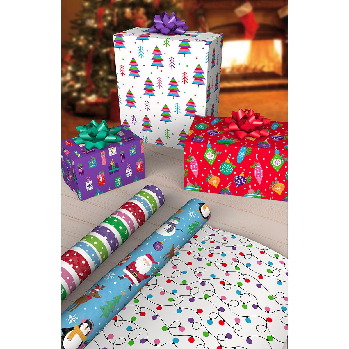 Kirkland Signature 540ft² (50.2m²) Bright Double Sided Gift Wrap - 2 Packs of 3