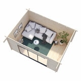 Palmako Lea 44mm Wooden Log Cabin in White 14ft 7" x 10ft 8" (4.5m x 3.3m)