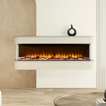Flare Juliette 3-Sided Wall Mounted Electric Fireplace in Cream, 2kW