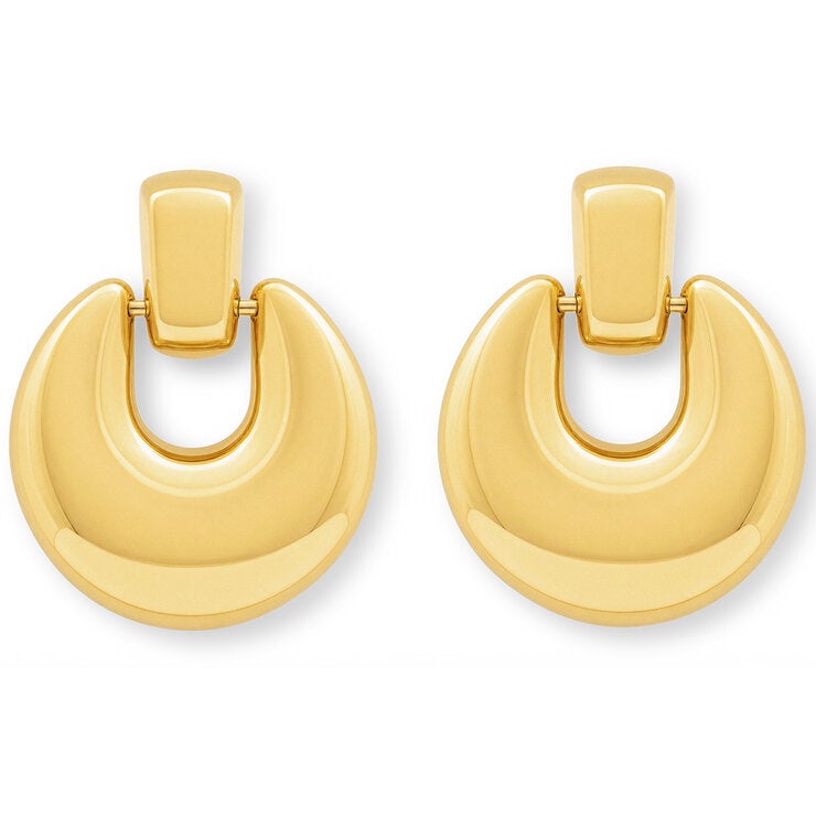 14ct Yellow Gold Plain Circle Drop Earrings 14ct Yellow Gold Plain Circle Drop Earrings
