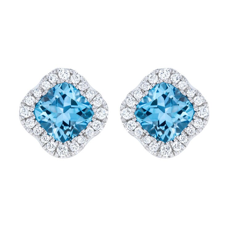 Blue Topaz & 0.27ctw Diamond Earrings, 14ct White Gold Blue Topaz & 0.27ctw Diamond Earrings, 14ct White Gold