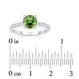 Round Cut Peridot & 0.20ctw Diamond Ring, 14ct White Gold